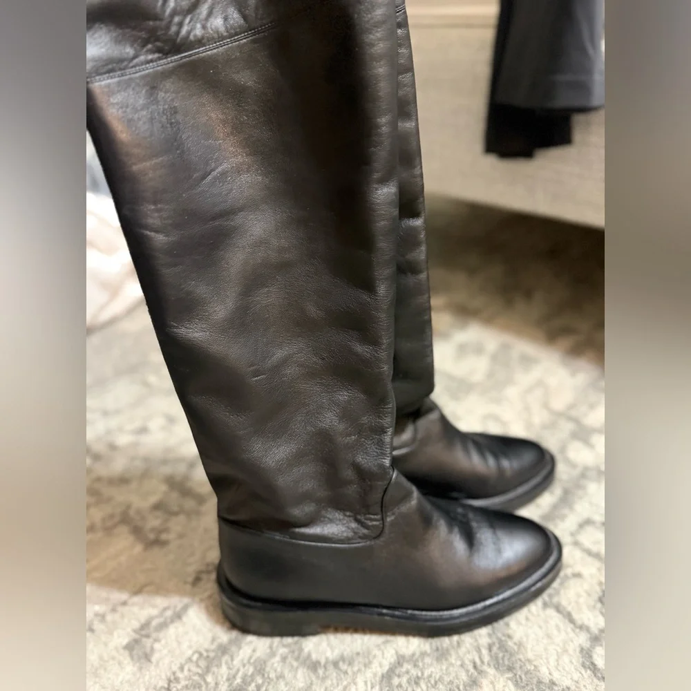 Tamara Mellon Black Nappa Tempest Over the Knee Boots 15mm Heels